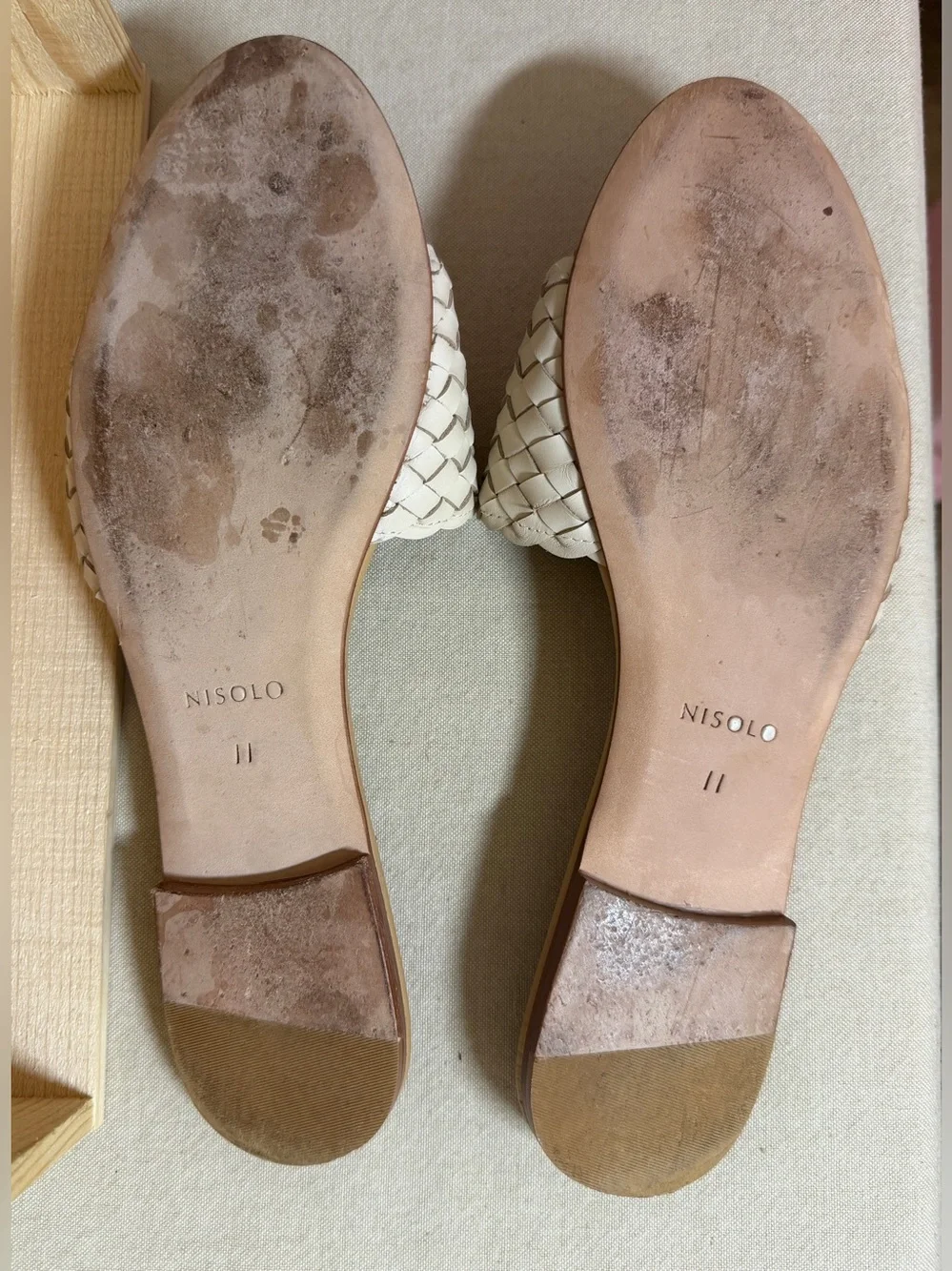 Nisolo Isla LeatherWoven Slide Sandals - White - Size 11